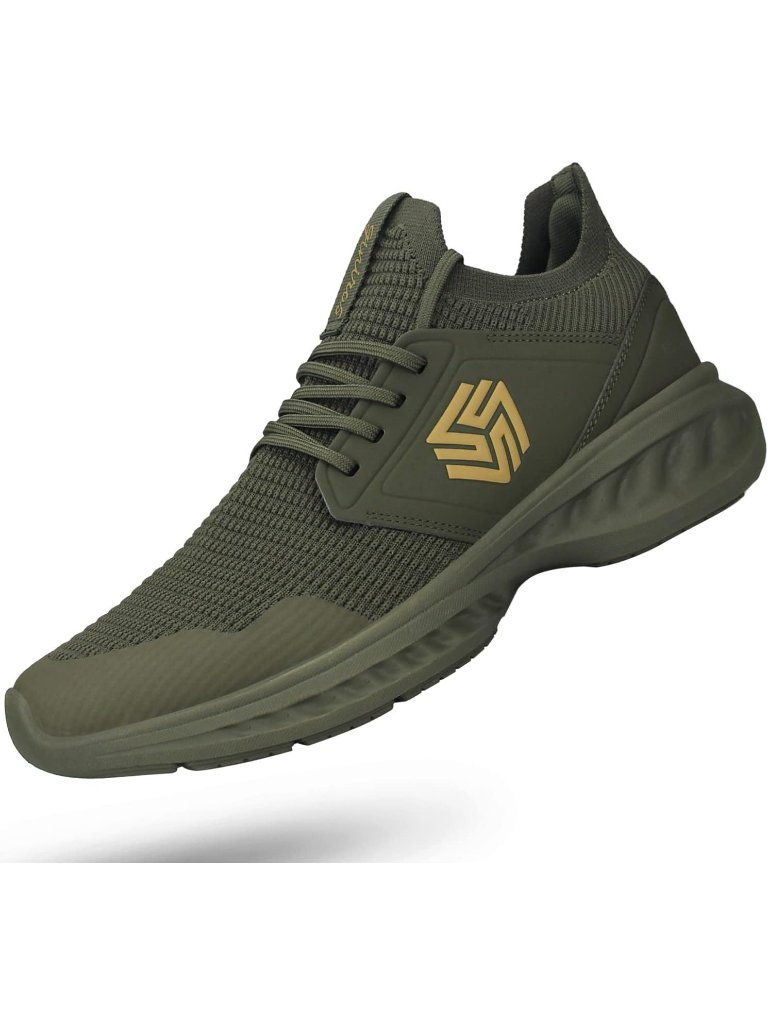 Men's Army Green Breathable Pull-On Workout Lightweight Slip On Walking Sneaker